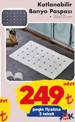 KATLANABİLİR BANYO PASPASI fiyat ve kampanya bilgisi